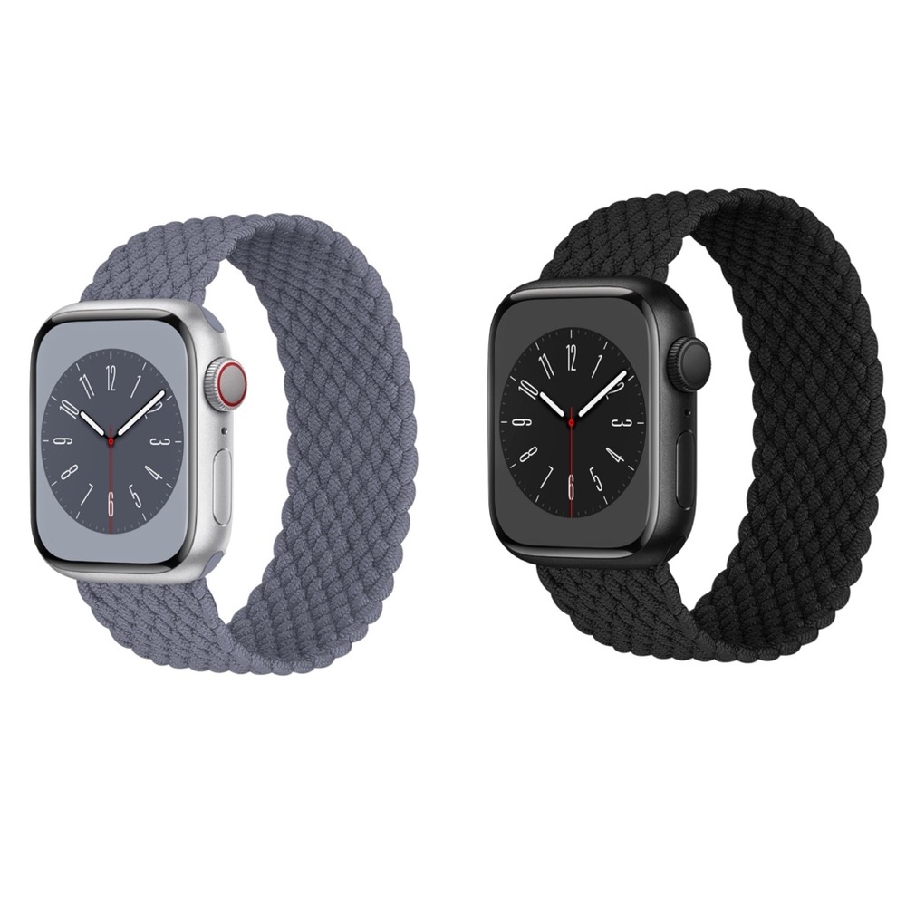 Gray/Black 2 Pack Braided Solo Loop For Apple Watch Band 42mm 44mm 45mm